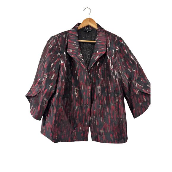 Ming Wang Metallic 3/4 Sleeve Dress Jacket Blazer - Picture 1 of 5
